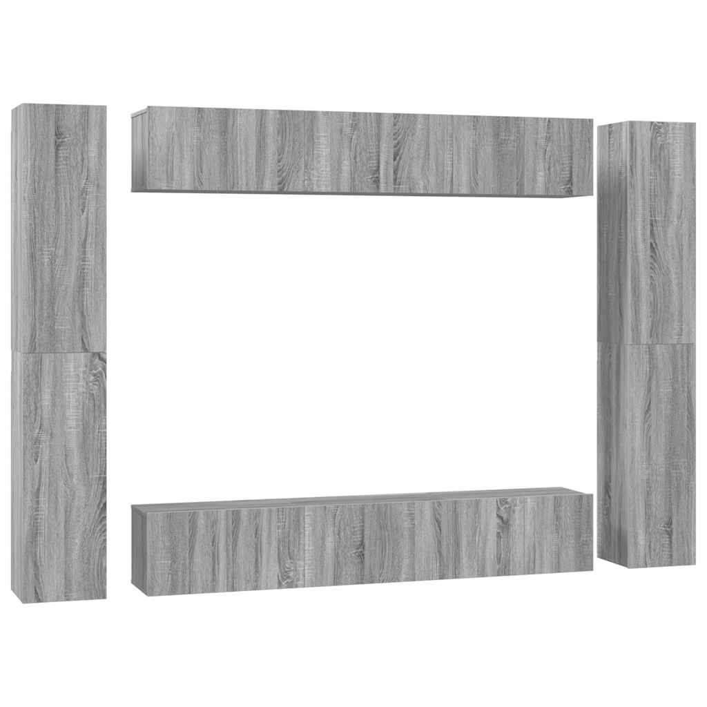 vidaXL Meuble TV 10 pcs Aggloméré Gris Sonoma