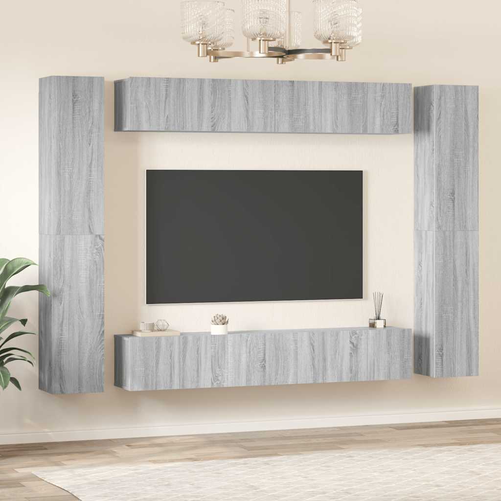 vidaXL Meuble TV 10 pcs Aggloméré Gris Sonoma