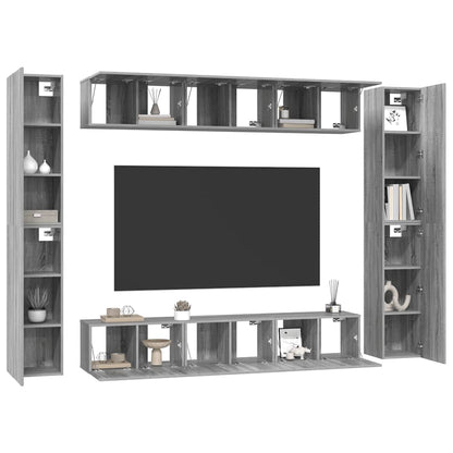vidaXL Meuble TV 10 pcs Aggloméré Gris Sonoma