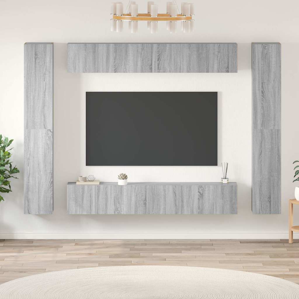 vidaXL Meuble TV 10 pcs Aggloméré Gris Sonoma