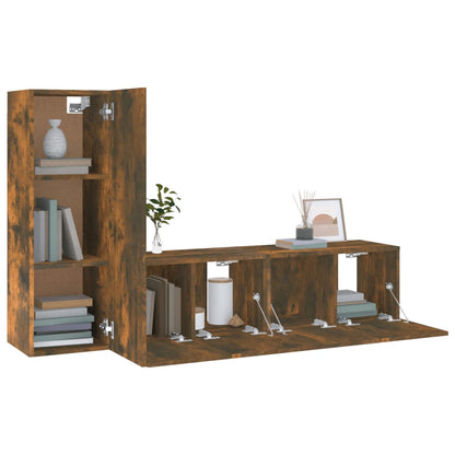 vidaXL 3-tlg. TV-Schrank-Set Räuchereiche Holzwerkstoff