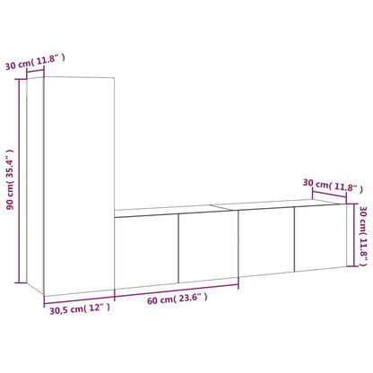 vidaXL 3-tlg. TV-Schrank-Set Räuchereiche Holzwerkstoff