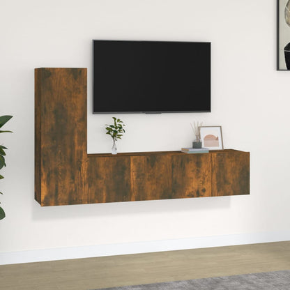 vidaXL 3-tlg. TV-Schrank-Set Räuchereiche Holzwerkstoff