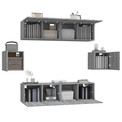 vidaXL Meuble TV, 6 pcs, gris Sonoma, aggloméré