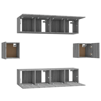vidaXL Meuble TV, 6 pcs, gris Sonoma, aggloméré