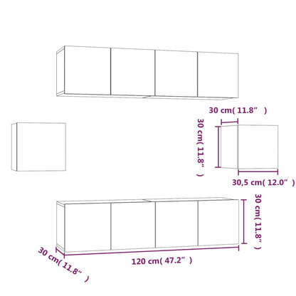 vidaXL Meuble TV, 6 pcs, gris Sonoma, aggloméré