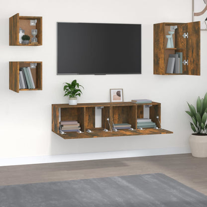 vidaXL Meuble TV 5 pièces chêne fumé Bois d'ingénierie