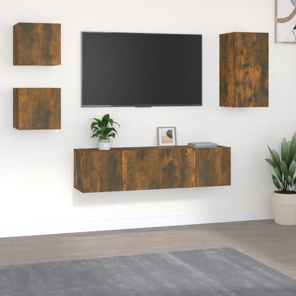 vidaXL Meuble TV 5 pièces chêne fumé Bois d'ingénierie
