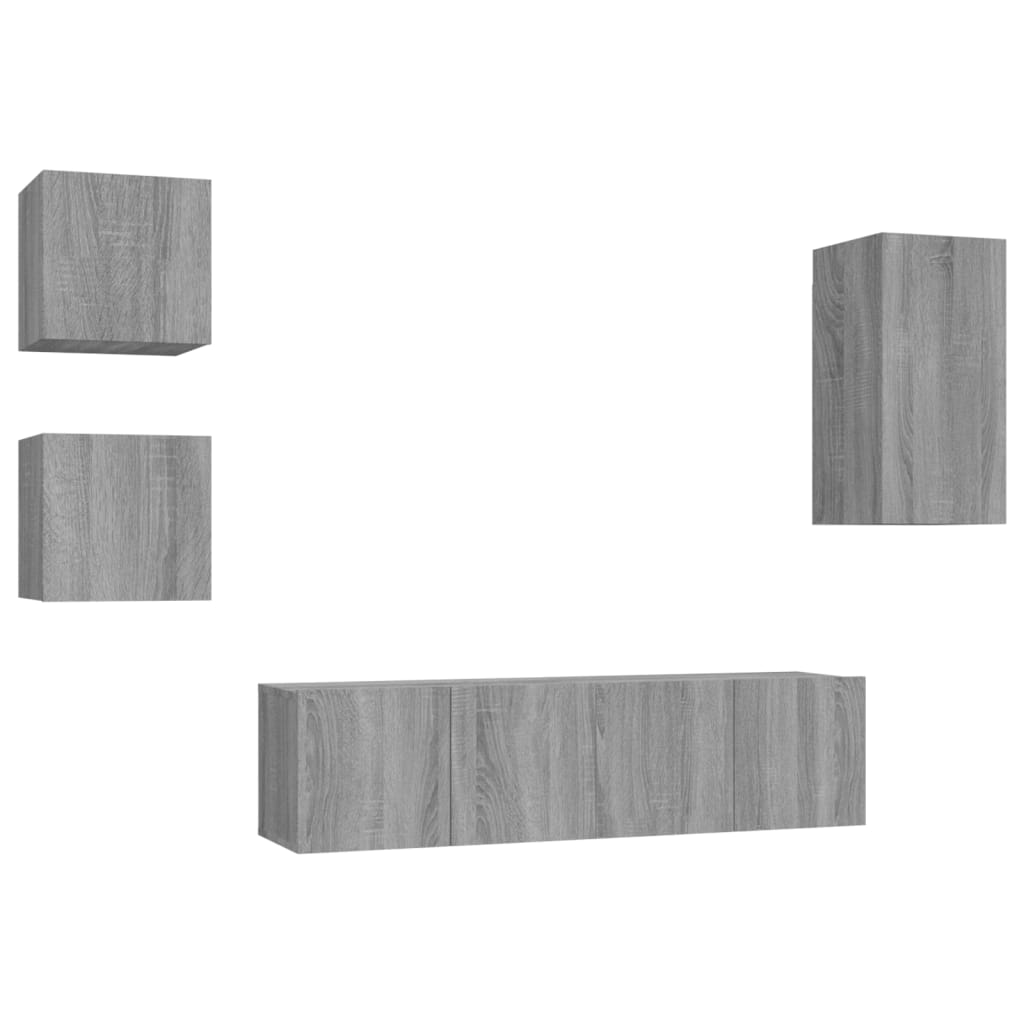 vidaXL Ensemble de meubles TV 5 pcs Gris sonoma Aggloméré