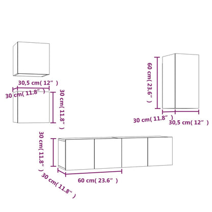 vidaXL Ensemble de meubles TV 5 pcs Gris sonoma Aggloméré