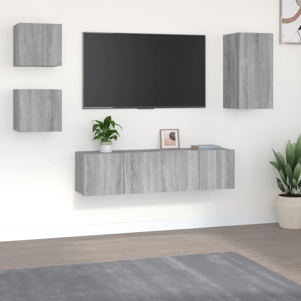 vidaXL Ensemble de meubles TV 5 pcs Gris sonoma Aggloméré