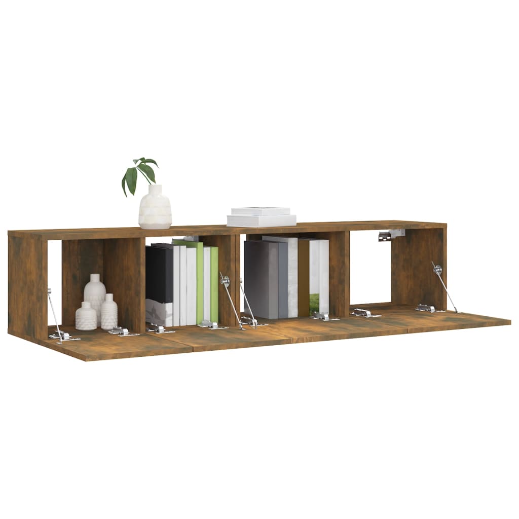 vidaXL Meuble TV, 2 pcs, chêne fumé, bois d'ingénierie