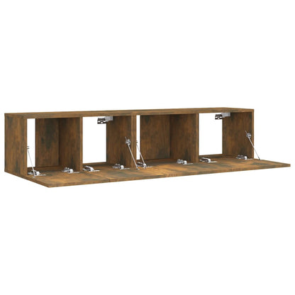vidaXL Meuble TV, 2 pcs, chêne fumé, bois d'ingénierie