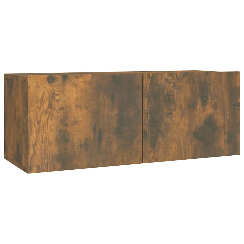 vidaXL Meuble TV, 2 pcs, chêne fumé, bois d'ingénierie