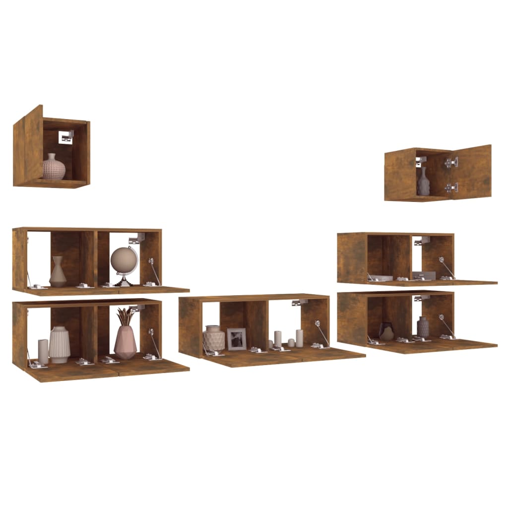 vidaXL 7-tlg. TV-Schrank-Set Räuchereiche Holzwerkstoff