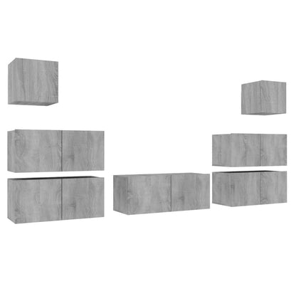 vidaXL Ensemble de meubles TV 7 pcs Aggloméré Gris Sonoma