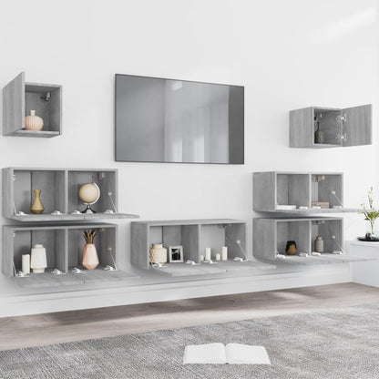 vidaXL Ensemble de meubles TV 7 pcs Aggloméré Gris Sonoma