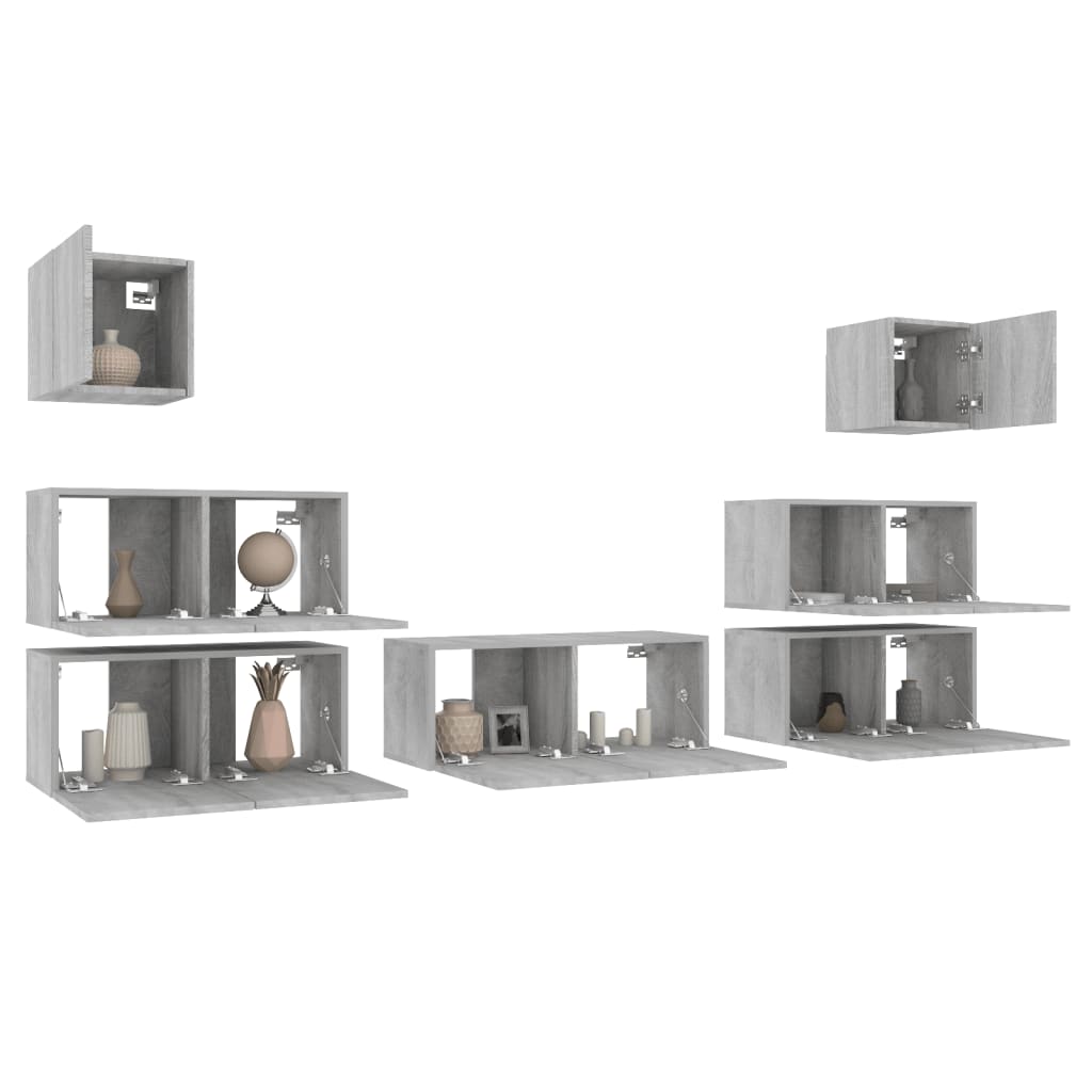vidaXL Ensemble de meubles TV 7 pcs Aggloméré Gris Sonoma