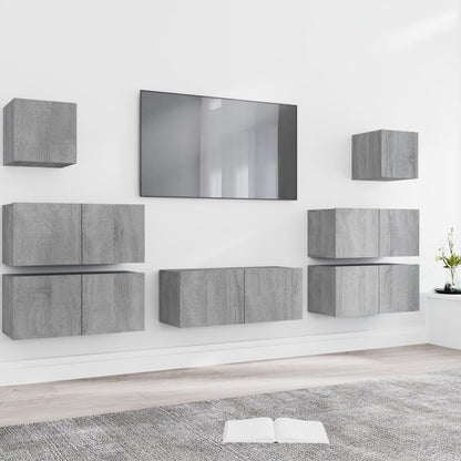 vidaXL Ensemble de meubles TV 7 pcs Aggloméré Gris Sonoma