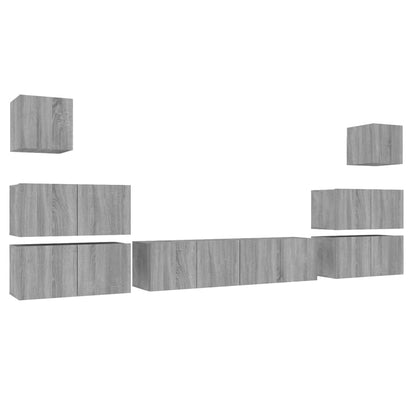 vidaXL 8-tlg. TV-Schrank-Set Grau Sonoma Holzwerkstoff