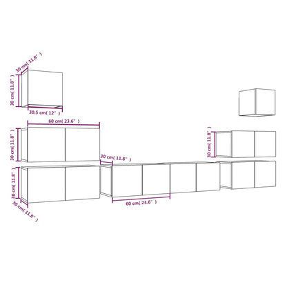 vidaXL 8-tlg. TV-Schrank-Set Grau Sonoma Holzwerkstoff