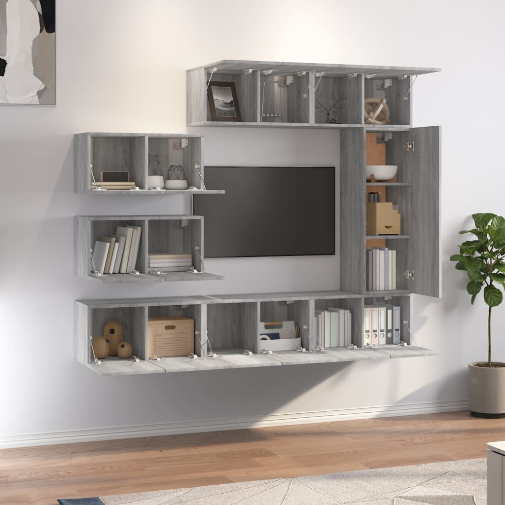 vidaXL Ensemble de meubles TV 8 pcs Gris Sonoma Aggloméré
