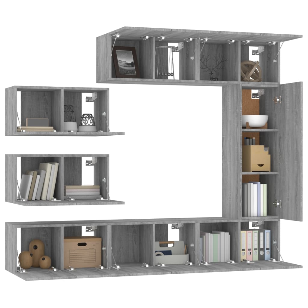 vidaXL Ensemble de meubles TV 8 pcs Gris Sonoma Aggloméré