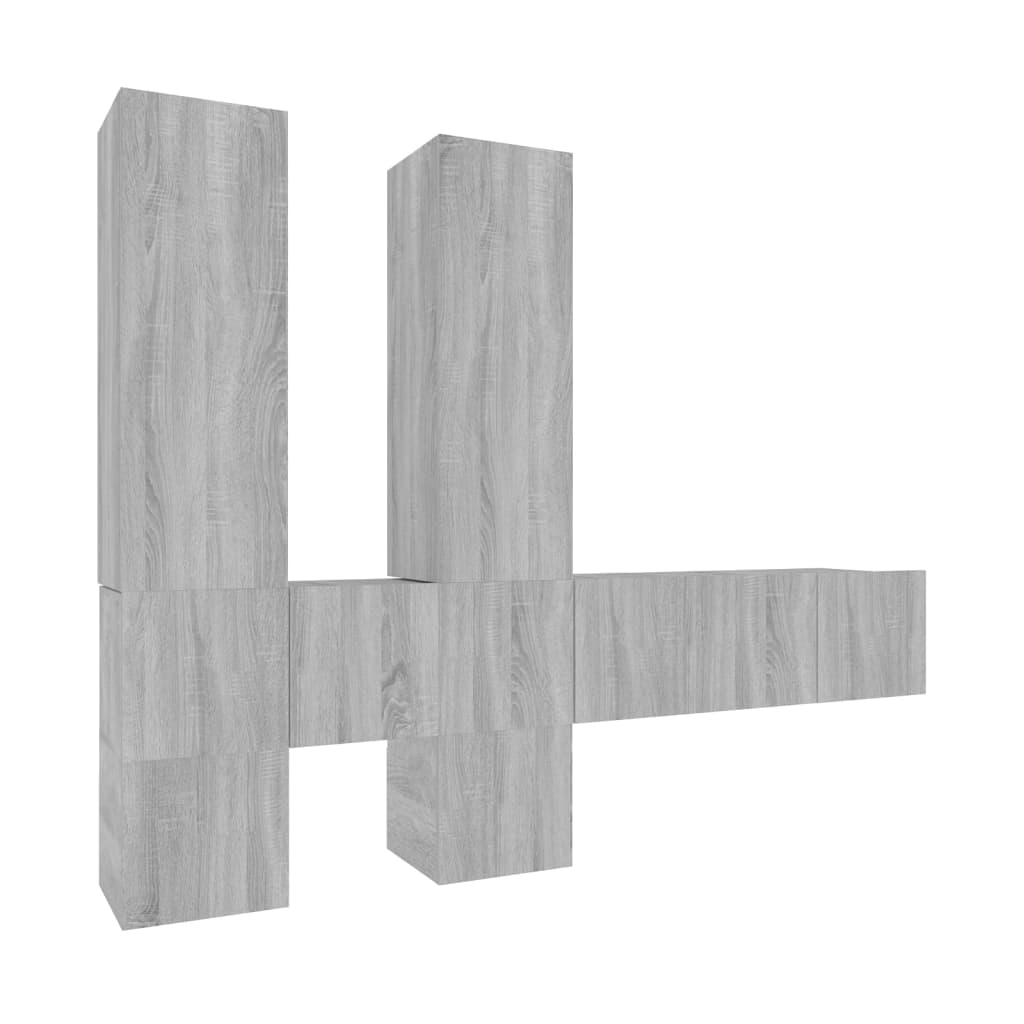 vidaXL 7-tlg. TV-Schrank-Set Grau Sonoma Holzwerkstoff