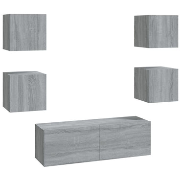 vidaXL Meuble TV mural gris Sonoma en bois d'ingénierie