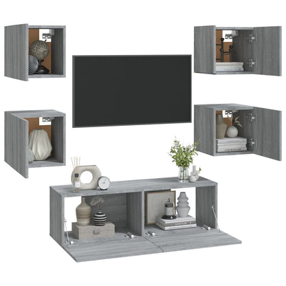 vidaXL Meuble TV mural gris Sonoma en bois d'ingénierie