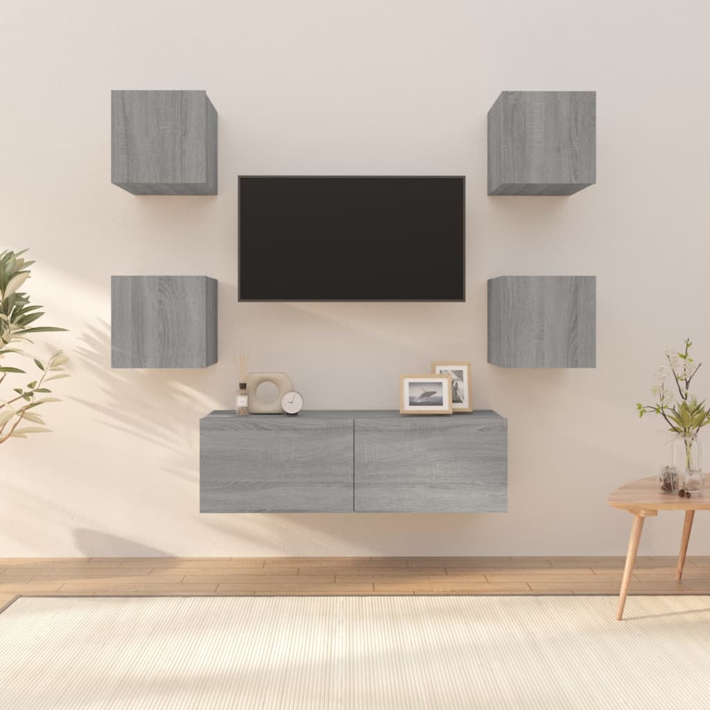 vidaXL Meuble TV mural gris Sonoma en bois d'ingénierie