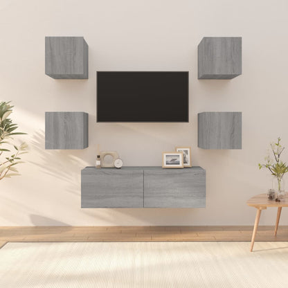 vidaXL Meuble TV mural gris Sonoma en bois d'ingénierie