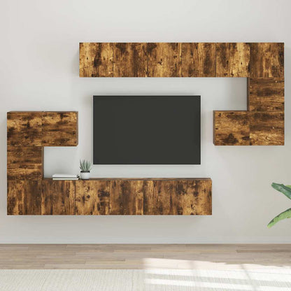 vidaXL Meuble TV 10 pcs Aggloméré Chêne fumé