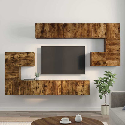 vidaXL Meuble TV 10 pcs Aggloméré Chêne fumé
