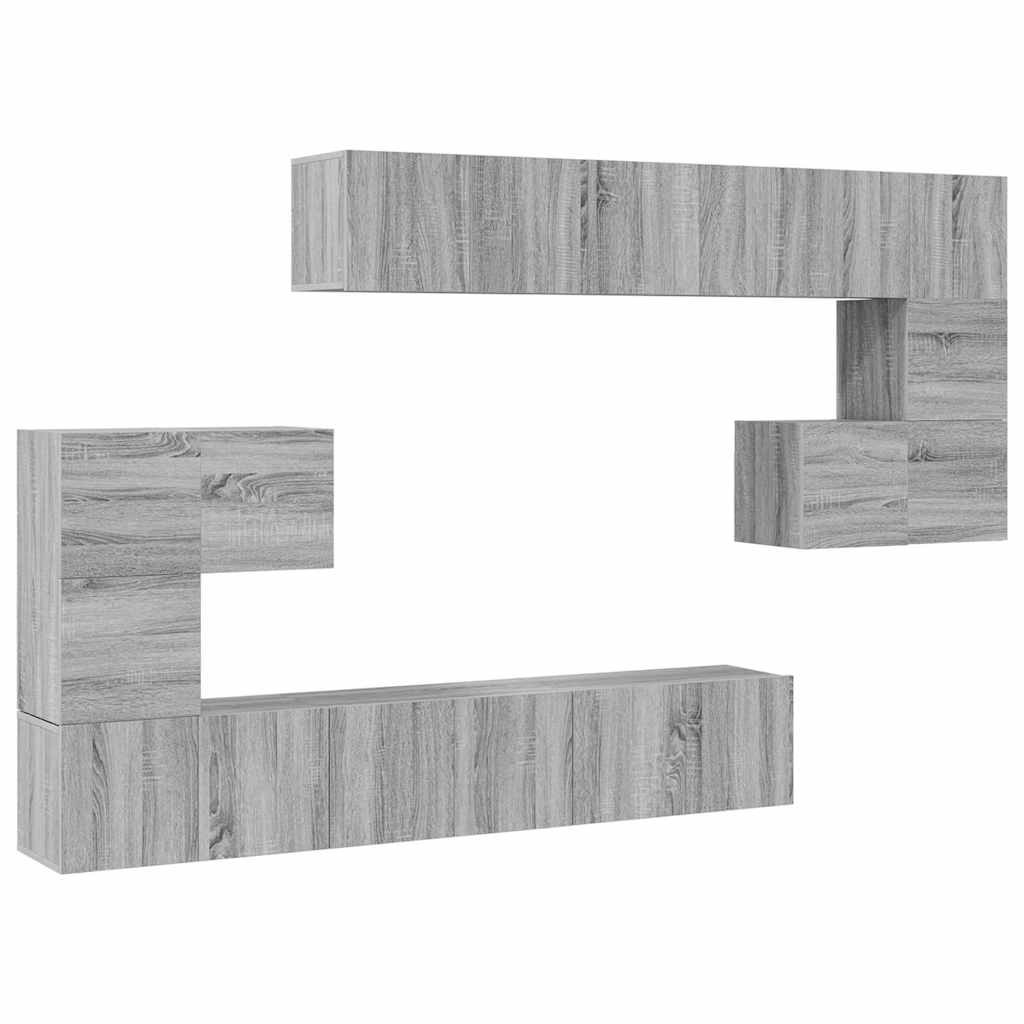 vidaXL Meuble TV 10 pcs Aggloméré Gris Sonoma