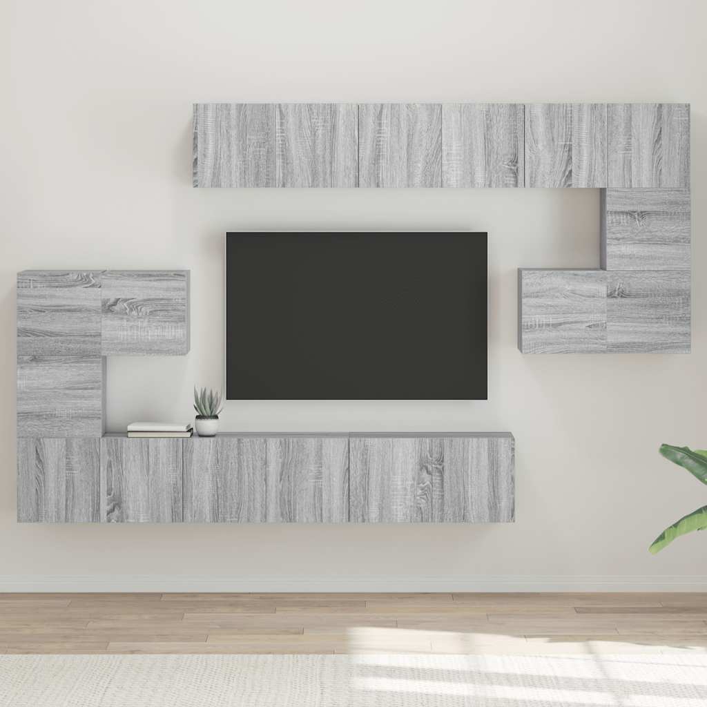 vidaXL Meuble TV 10 pcs Aggloméré Gris Sonoma