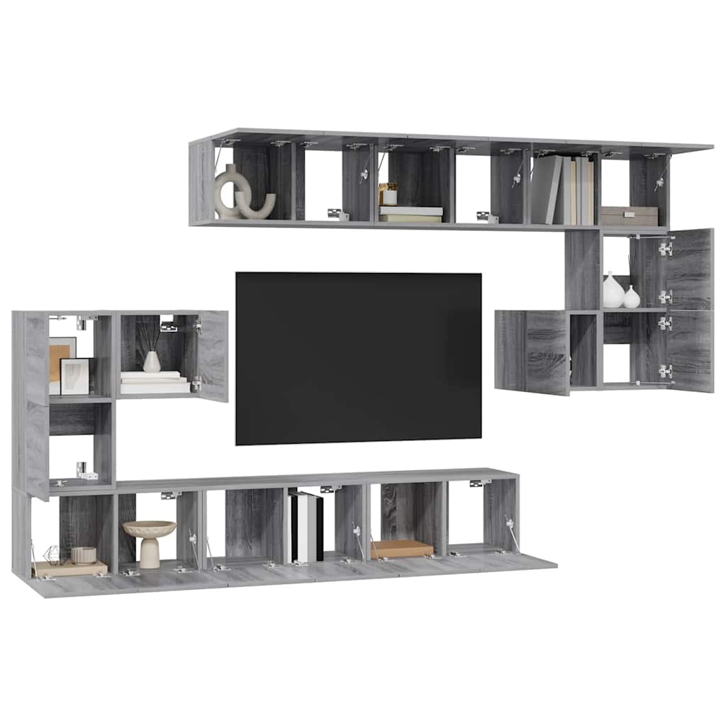 vidaXL Meuble TV 10 pcs Aggloméré Gris Sonoma