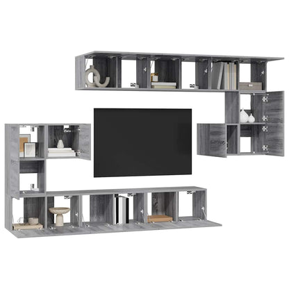 vidaXL Meuble TV 10 pcs Aggloméré Gris Sonoma