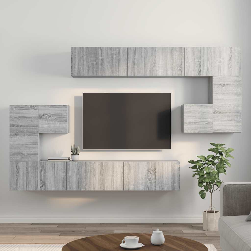 vidaXL Meuble TV 10 pcs Aggloméré Gris Sonoma