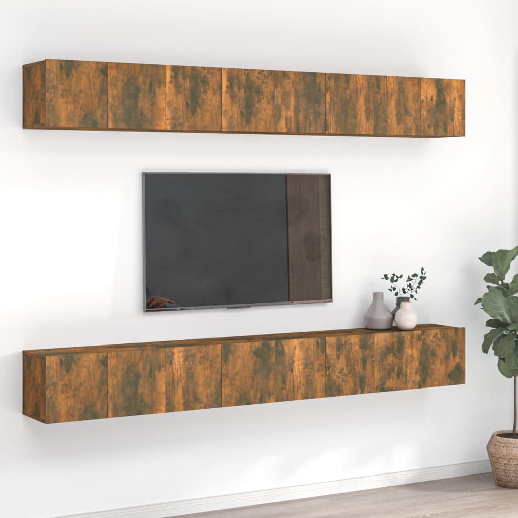 vidaXL 8-tlg. TV-Schrank-Set Räuchereiche 60x30x30 cm Holzwerkstoff