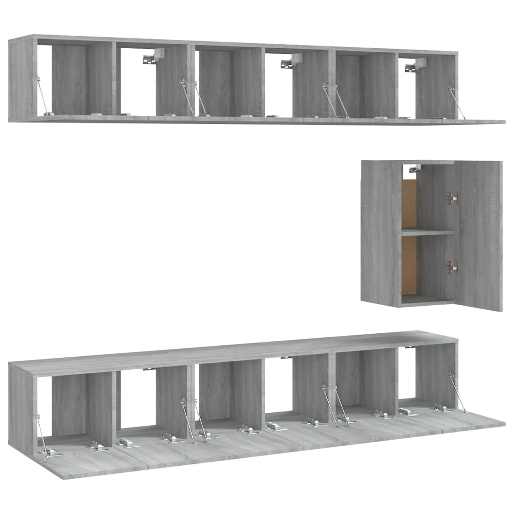 vidaXL Ensemble de meubles TV 7 pcs Aggloméré Gris Sonoma