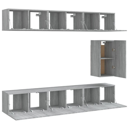 vidaXL Ensemble de meubles TV 7 pcs Aggloméré Gris Sonoma