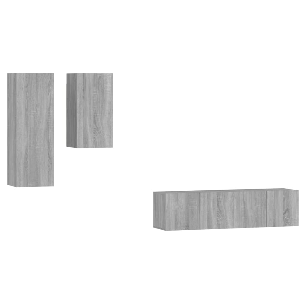vidaXL Meuble TV, 4 pcs, Gris sonoma, Bois d'ingénierie