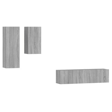 vidaXL Meuble TV, 4 pcs, Gris sonoma, Bois d'ingénierie