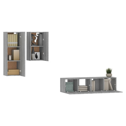 vidaXL Meuble TV, 4 pcs, Gris sonoma, Bois d'ingénierie