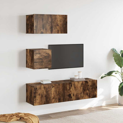 vidaXL Ensemble de 4 meubles TV en aggloméré chêne fumé