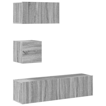 vidaXL Meuble TV, 4 pcs, Gris sonoma, Bois d'ingénierie