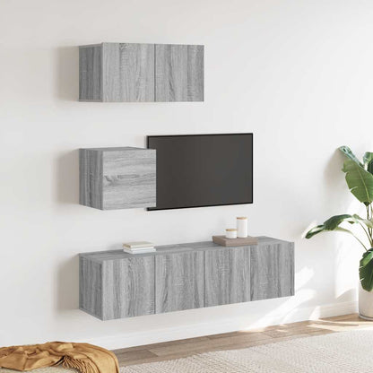 vidaXL Meuble TV, 4 pcs, Gris sonoma, Bois d'ingénierie
