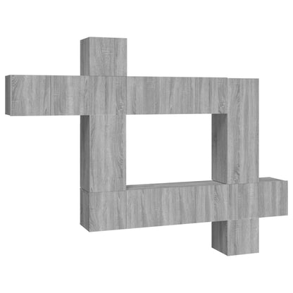 vidaXL Meuble TV 10 pcs Aggloméré Gris Sonoma