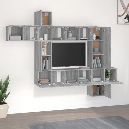 vidaXL Meuble TV 10 pcs Aggloméré Gris Sonoma